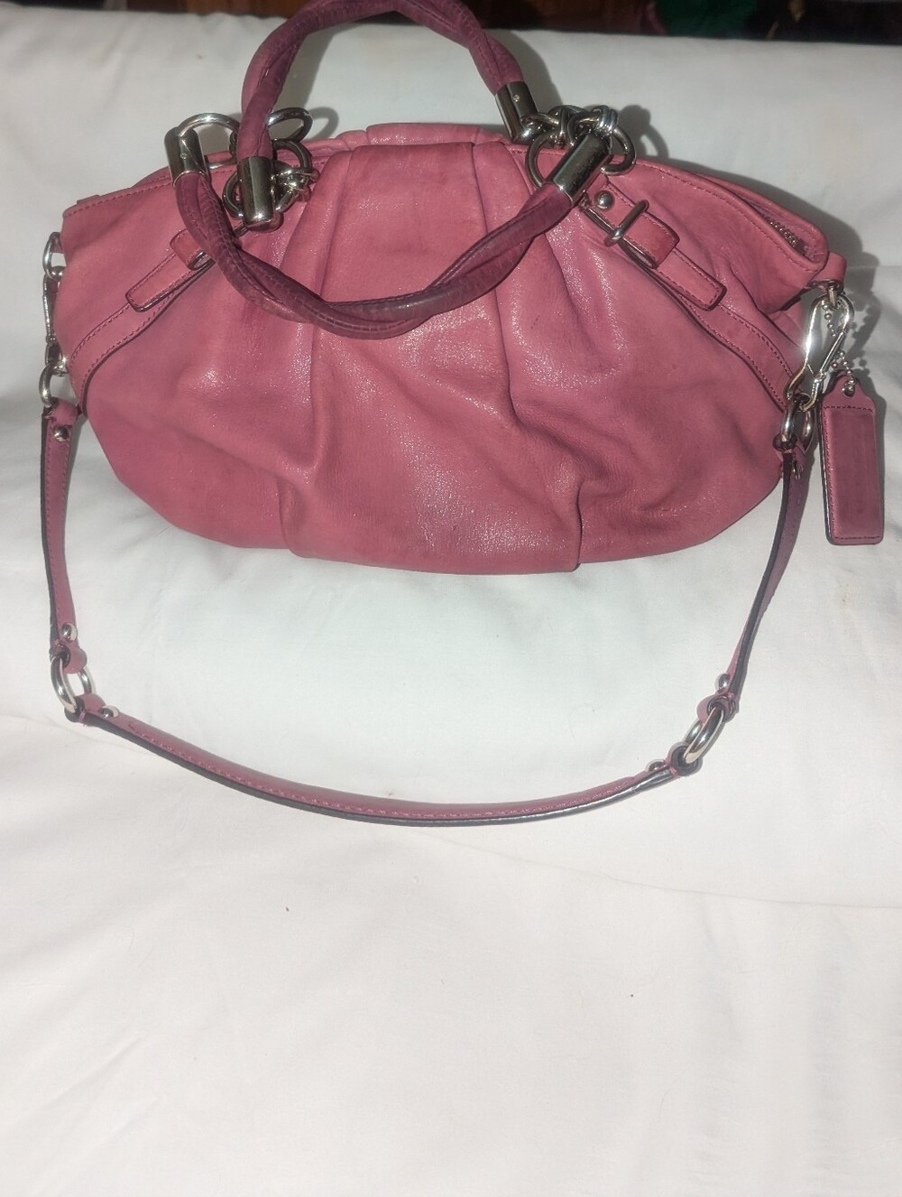 Coach Madison  Sophia Pleated Pink Leather Shoulder Satchel F22563